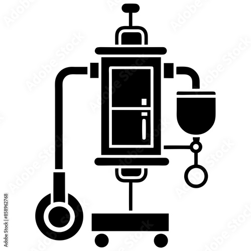 Anesthesia machine icon silhouette vector design illustration.