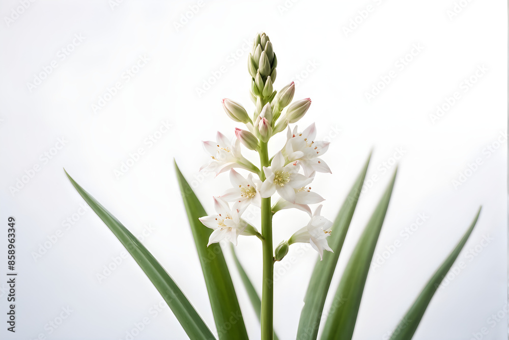 Fototapeta premium Tuberose flowers and buds isolated on white background