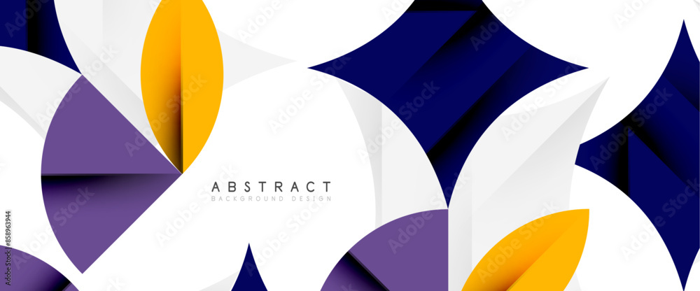 Minimal geometric elements on white. Petals, round triangles, star Minimal geometric elements on white. Petals, round triangles, star