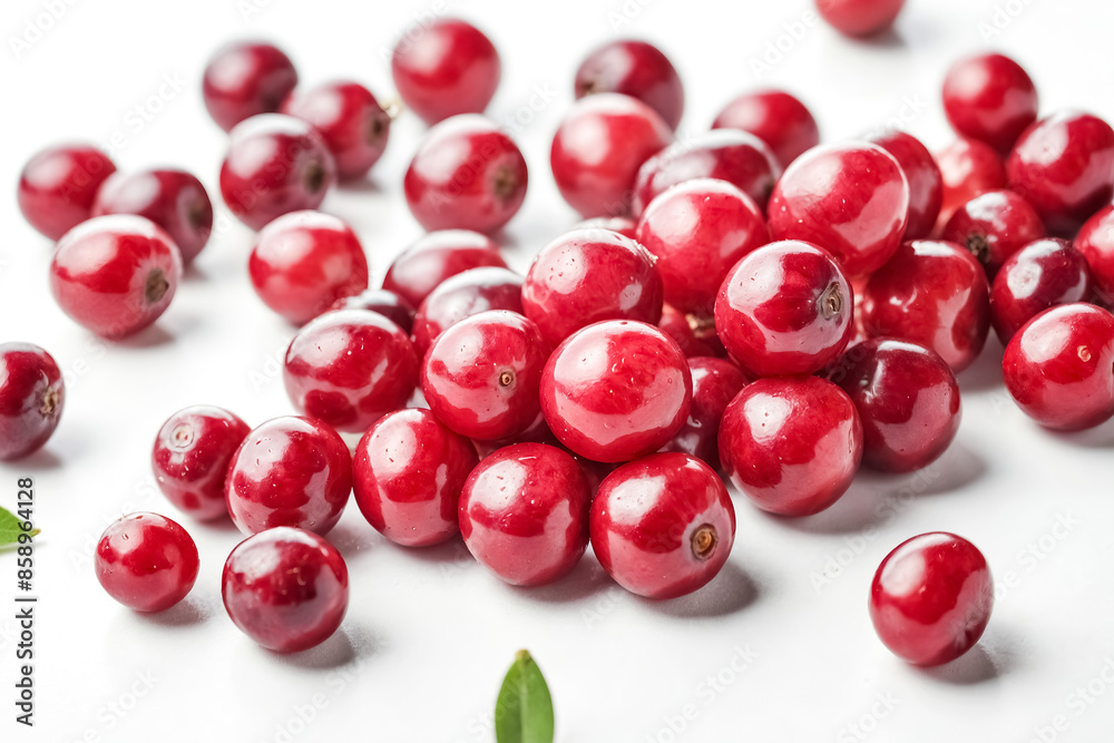 Closeup of Fresh Cranberries on White Background Closeup of Fresh Cranberries on White Background