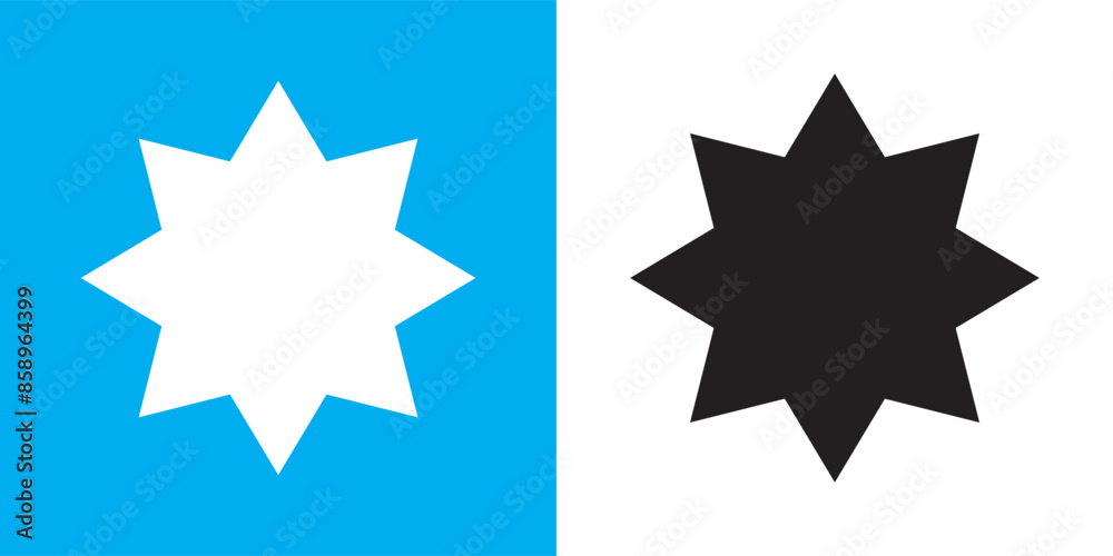 Bahai icon set. nine pointed Baha vector icon. Persian star symbol for UI designs. Bahai icon set. nine pointed Baha vector icon. Persian star symbol for UI designs.