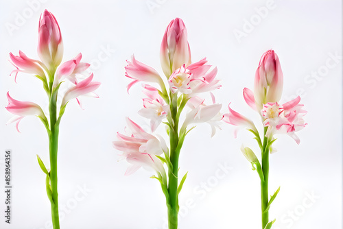 Tuberose flowers and buds isolated on white background © Linggakun