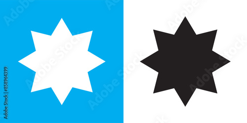 Bahai icon set. nine pointed Baha vector icon. Persian star symbol for UI designs.