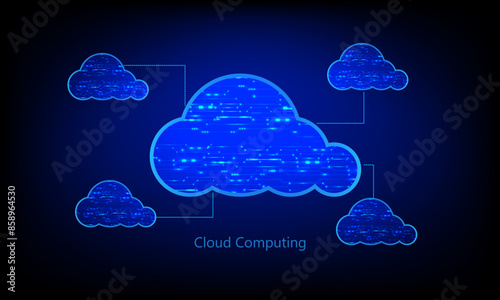 cloud computing concept futuristic connection network security communication information on cyber tech