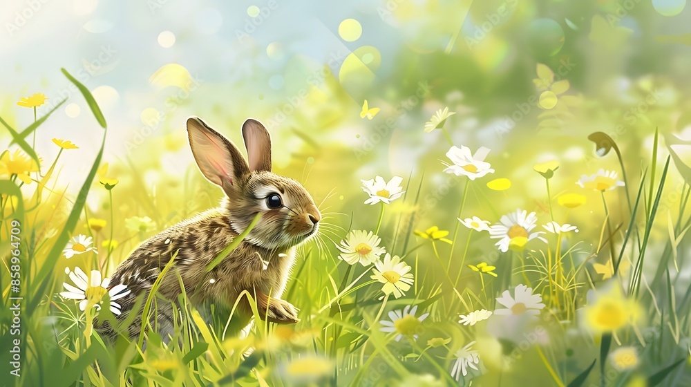 Obraz premium Wild rabbit jumping. 
