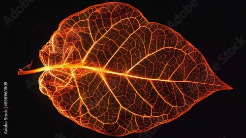 Marvel at the intricacies of a single leaf, where veins carry life-giving nutrients and chlorophyll transforms sunlight into sustenance. photo