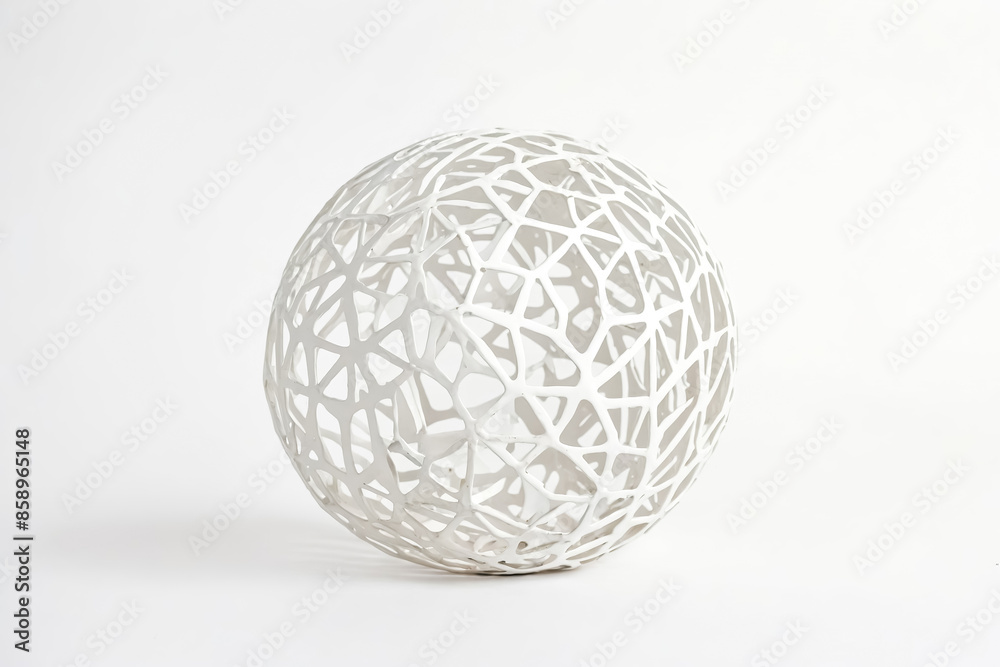 White Geometric Sphere on White Background White Geometric Sphere on White Background