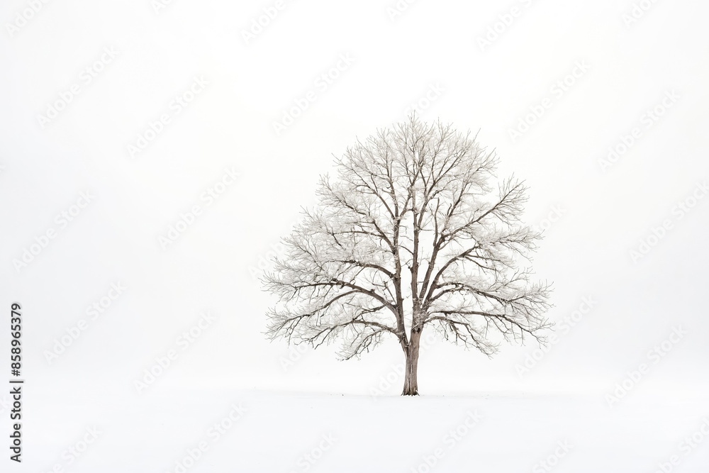 Fototapeta premium Solitary Tree in a Snowy Field