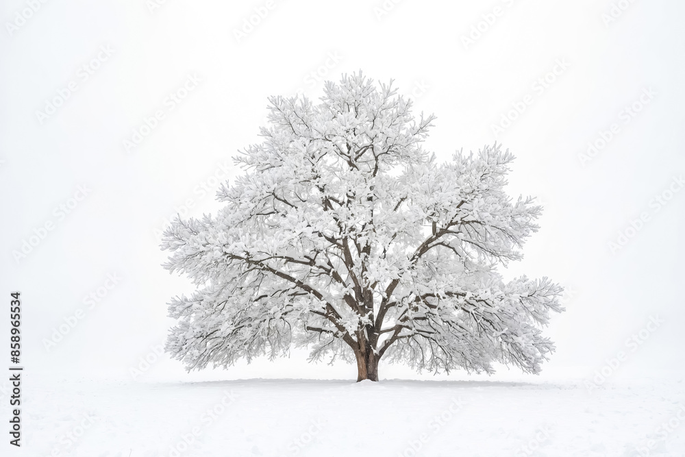 Fototapeta premium Snow-Covered Tree in a Winter Wonderland