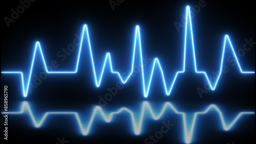 Illustration ECG Heartbeat Display. Heart beat. Electrocardiogram. One pulse line. ECG heartbeat monitor, cardiogram heart pulse line