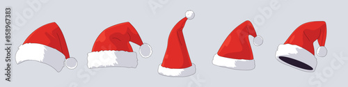 Set of Santa Claus hats. New Year's Santa hats.