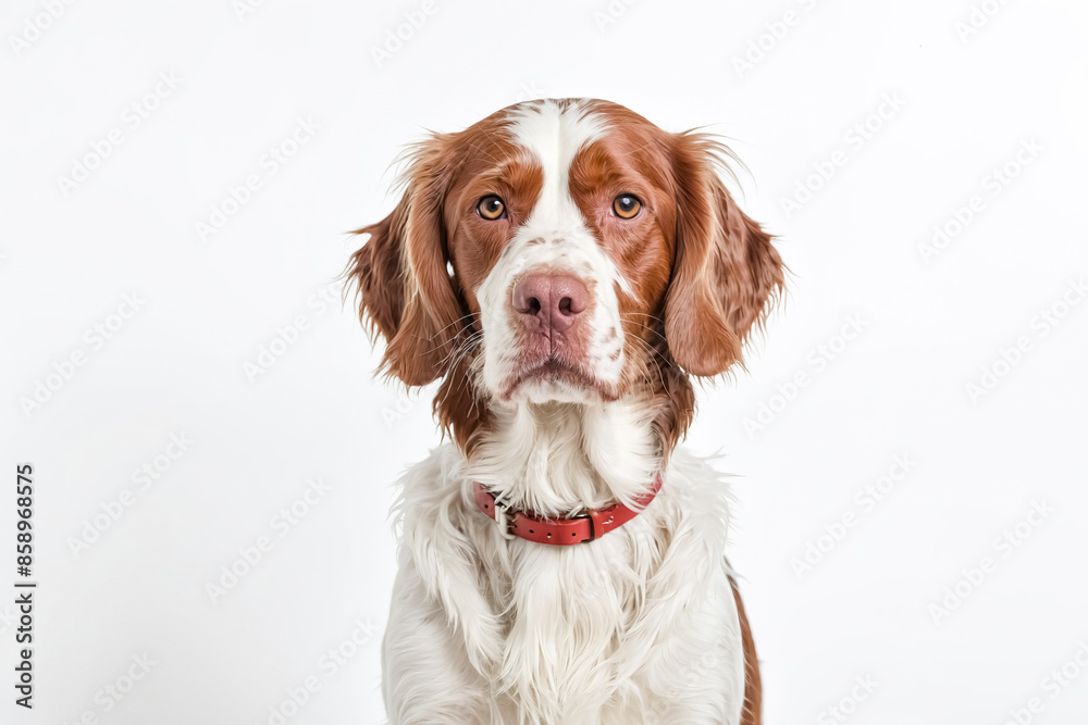 Adorable Brown and White Dog with Red Collar Adorable Brown and White Dog with Red Collar