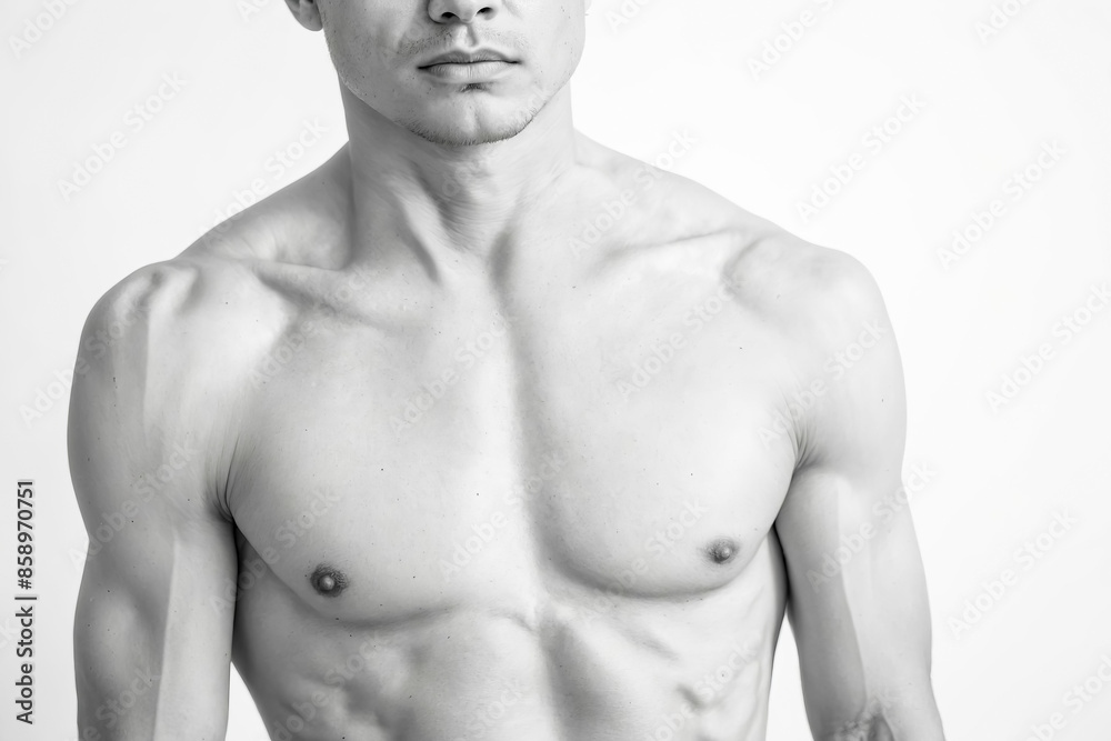 Black and White Image of a Man's Upper Body Black and White Image of a Man's Upper Body