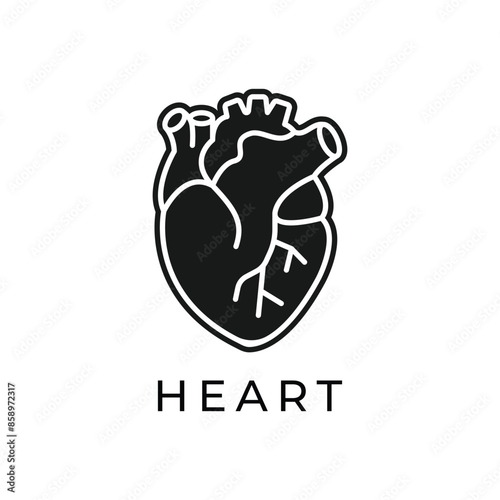 Heart flat line icon. Vector thin pictogram of human internal organ, outline illustration for cardiology clinic. Heart flat line icon. Vector thin pictogram of human internal organ, outline illustration for cardiology clinic.