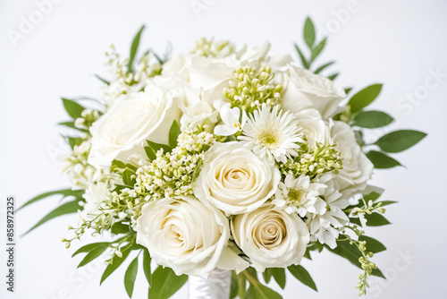 White Flower Bouquet on White Background