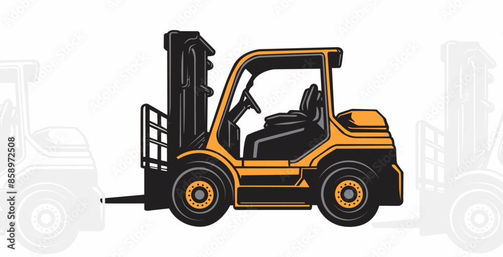 Fototapeta premium yellow forklip vehicle on white background