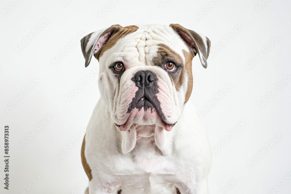Portrait of a Bulldog with Brown and White Fur Portrait of a Bulldog with Brown and White Fur