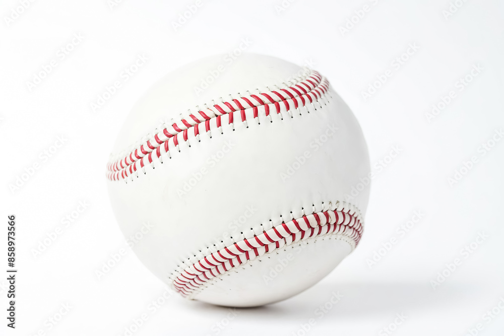 Baseball with Red Stitching on White Background Baseball with Red Stitching on White Background