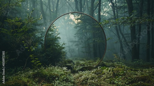 Mystical Circular Frame in Enchanted Forest Setting