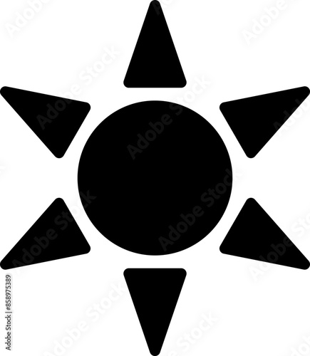 Black Sun Icon with Rays