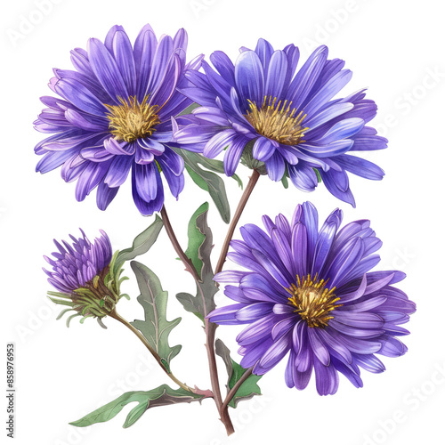 A close-up of a colorful aster flower bouquet in shades of pink, purple and white