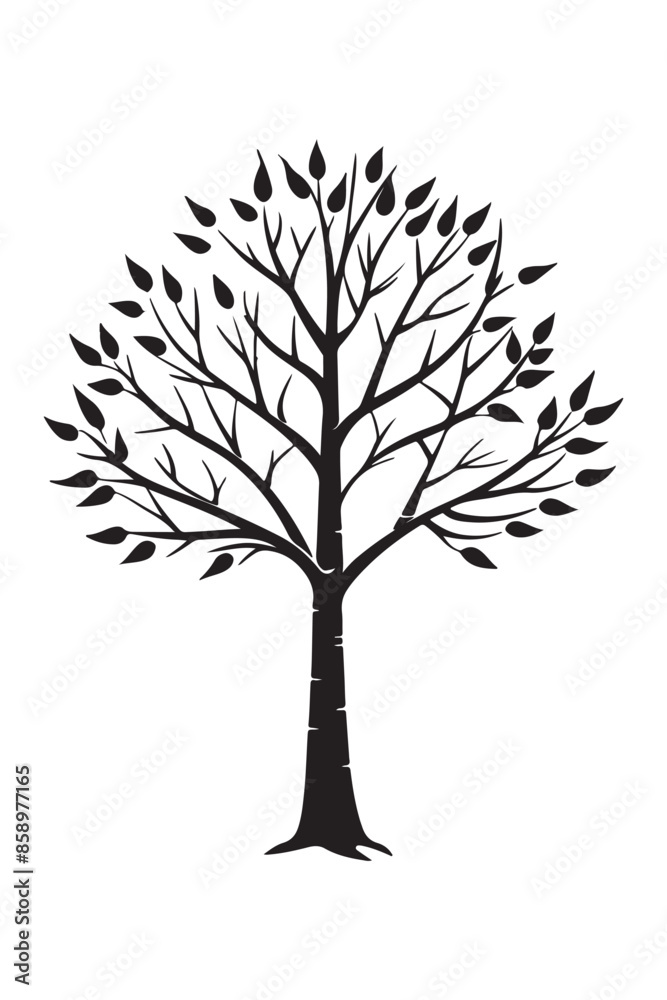 Obraz premium Birch silhouette design vector art AI Generated 