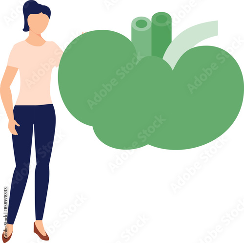 A girl is standing near windpipe