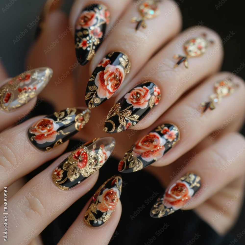 A woman's hand is holding a pair of black A woman's hand is holding a pair of black