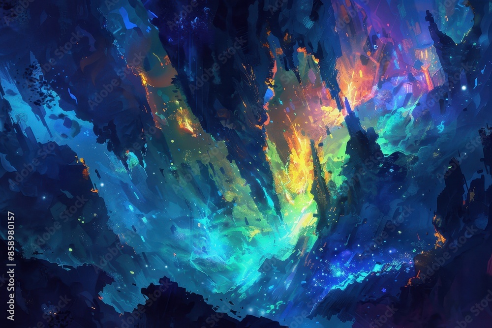 Abstract Painting of a Cosmic Landscape Abstract Painting of a Cosmic Landscape