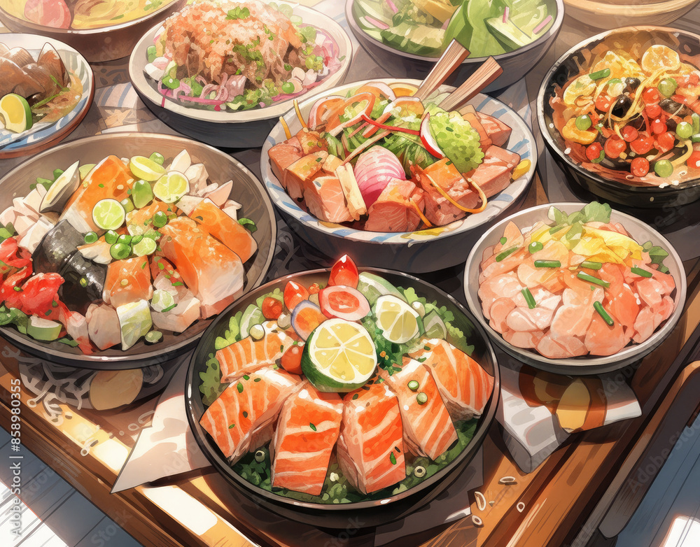 cuisine of sushi Japanese feast. cuisine of sushi Japanese feast.