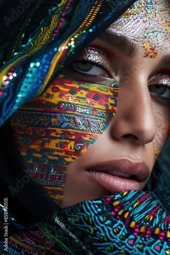 Supermodels with patterns and shadows on their face | Close up Portrait