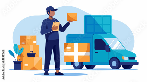 Courier delivering an order vector illustration © fahim