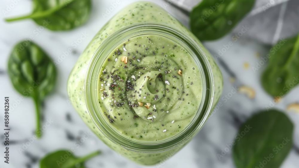 Obraz premium Healthy Green Smoothie in Jar