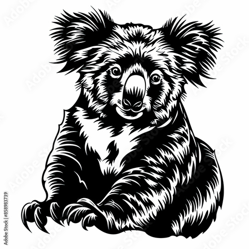 Wallpaper Mural A black and white drawing of a koala bear Torontodigital.ca