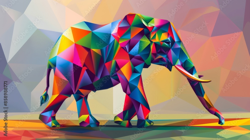 Obraz premium Colorful geometric abstract elephant art