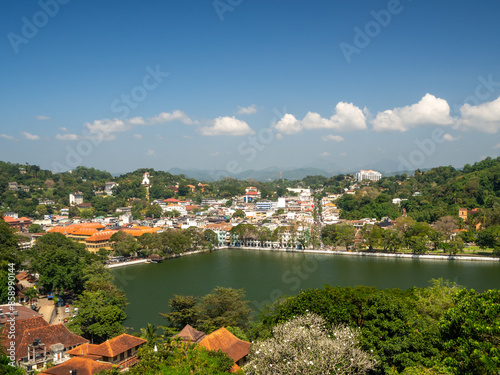 Kandy, Sri Lanka, Ceylon Island, city views panorama of the lake and sacred tooth temple
