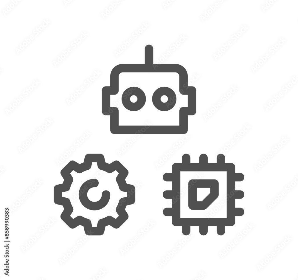 Fototapeta premium Artificial intelligence related icon outline and linear vector. 
