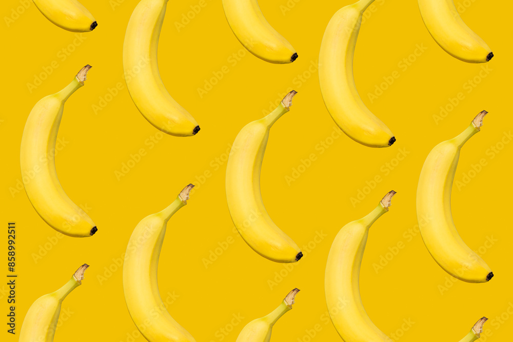 Yellow banana flat lay background Yellow banana flat lay background