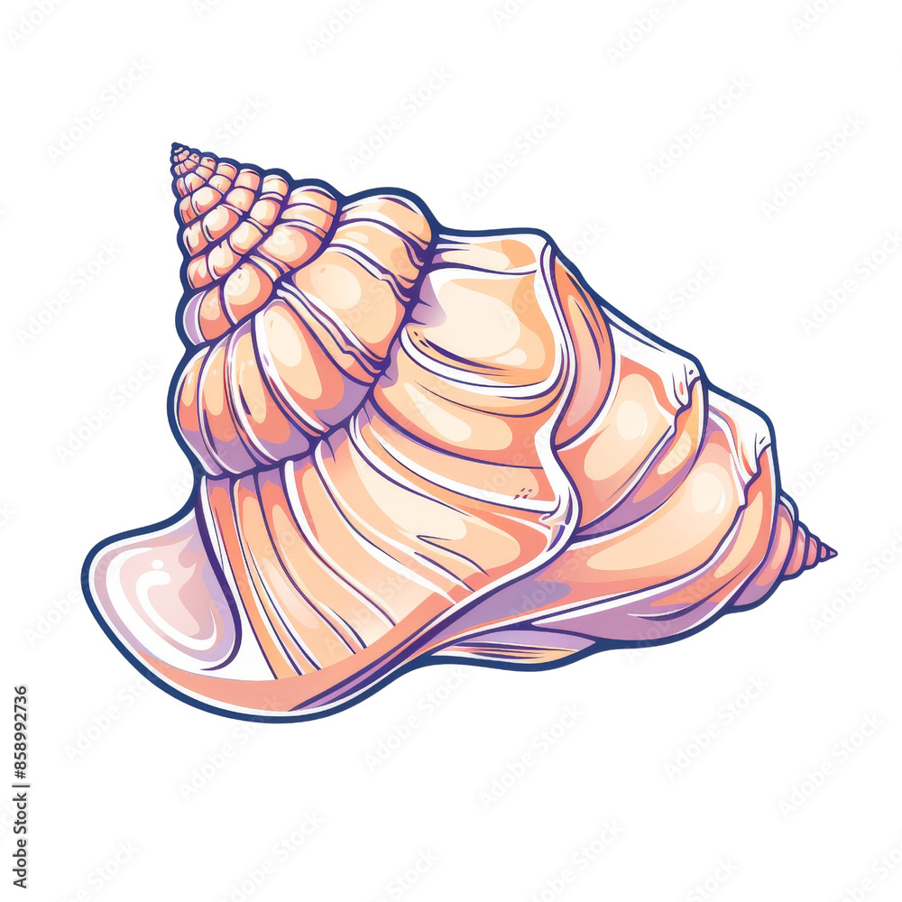 Detailed illustration of a beautiful seashell showcasing intricate patterns and soft pastel colors, perfect for coastal and beach-themed designs. Detailed illustration of a beautiful seashell showcasing intricate patterns and soft pastel colors, perfect for coastal and beach-themed designs.