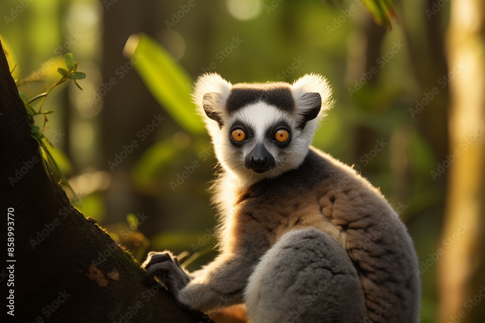 Obraz premium Lemur at outdoors in wildlife. Animal