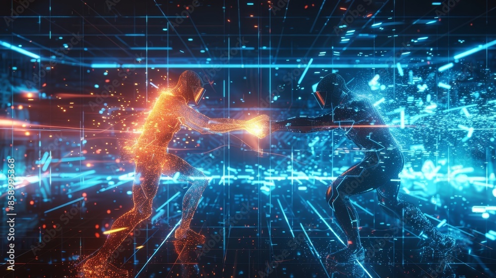 Two teams in a highly competitive multiplayer match strategizing and exeing their moves in perfect unison thanks to the seamless realtime connectivity.