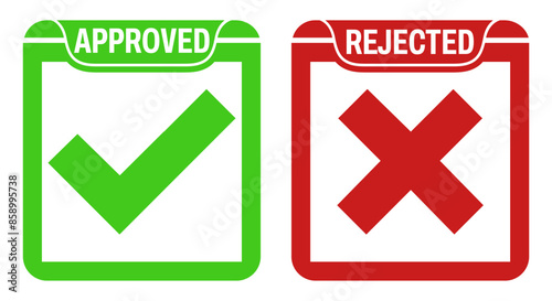Set Approved rejected stamp. validate icon. confirmation symbol template design vector illustration