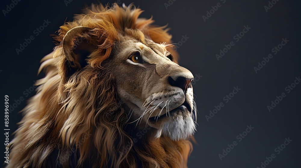 Fototapeta premium artistic lion on black background. 