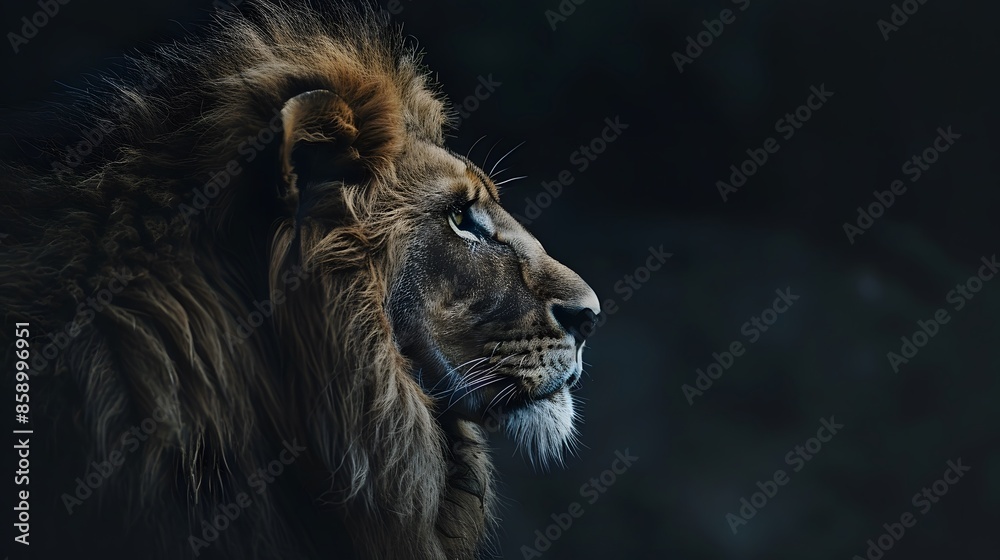 Fototapeta premium artistic lion on black background. 