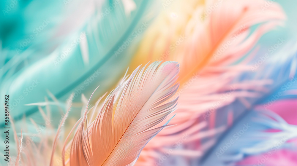 Naklejka premium pastel rainbow colour feather, abstract background texture.