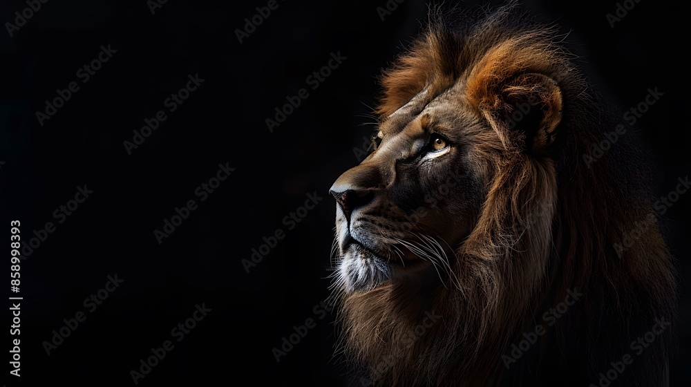 Fototapeta premium artistic lion on black background. 