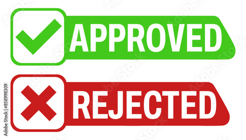 Set approved and rejected icons. Verification sign labels sticker design vector illustration