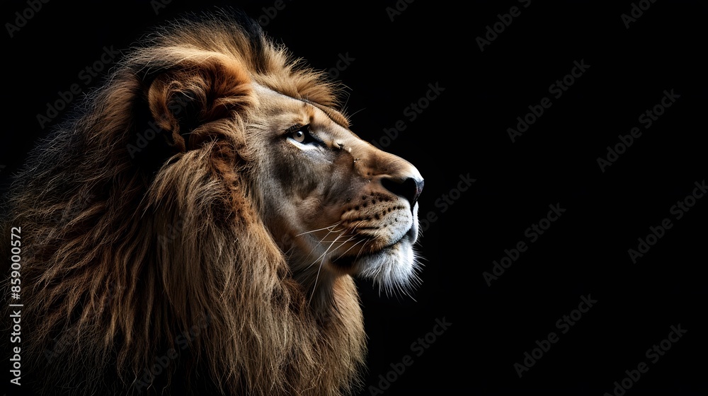 Naklejka premium artistic lion on black background. 