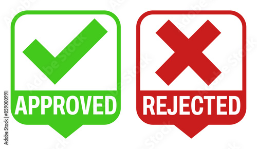 set approved or rejected icon. verified labels sticker design vector illustration