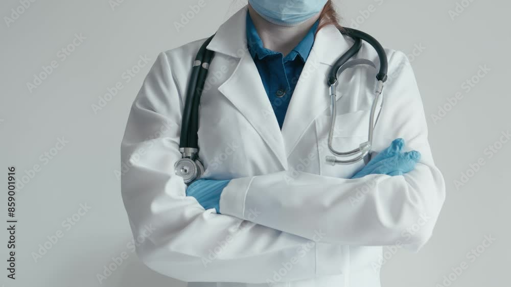 A doctor in a medical uniform is professional, wearing a stethoscope. Keywords caregiver, clinic, confidence, dedication, diagnosis, health, hospital, medical, nurse, physician, safety A doctor in a medical uniform is professional, wearing a stethoscope. Keywords caregiver, clinic, confidence, dedication, diagnosis, health, hospital, medical, nurse, physician, safety